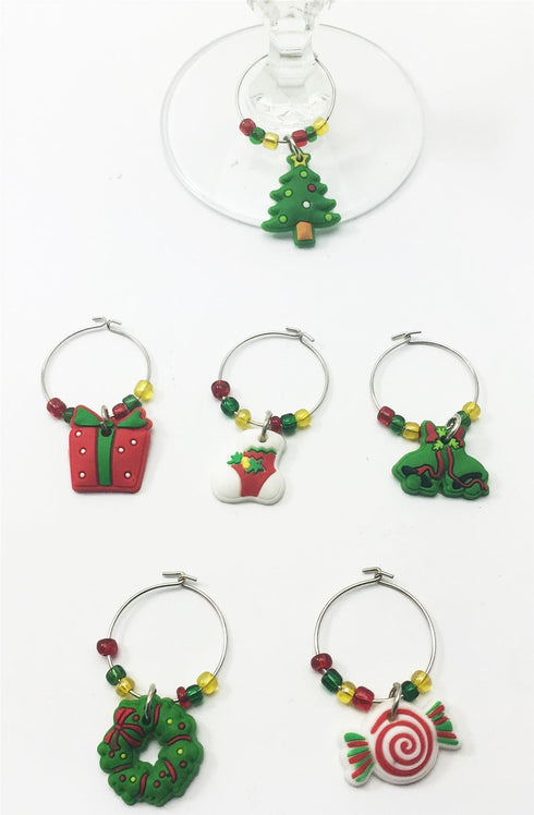Christmas Wine Glass Charms - Festive Table Decorations
