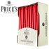 PRICES RED TAPERED DINNER CANDLE UNWRAPPED 7HRS 50/PK. TDC005005 327414