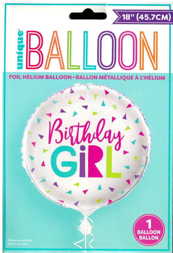Birthday Girl Balloon - Unique Confetti Foil Design 18"