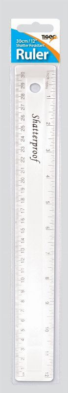 Shatterproof Ruler - TIGER 30CM Clear Durable T301035 302333