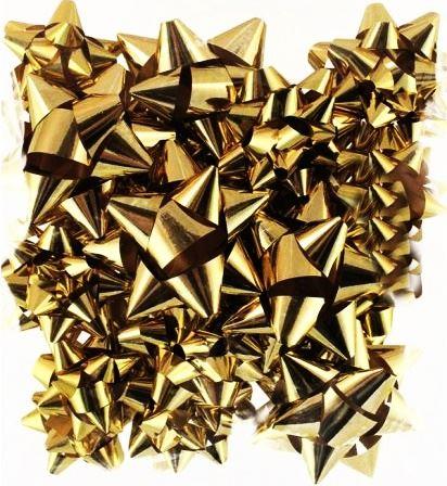 16 GOLD METALLIC BOWS. X25401BC
