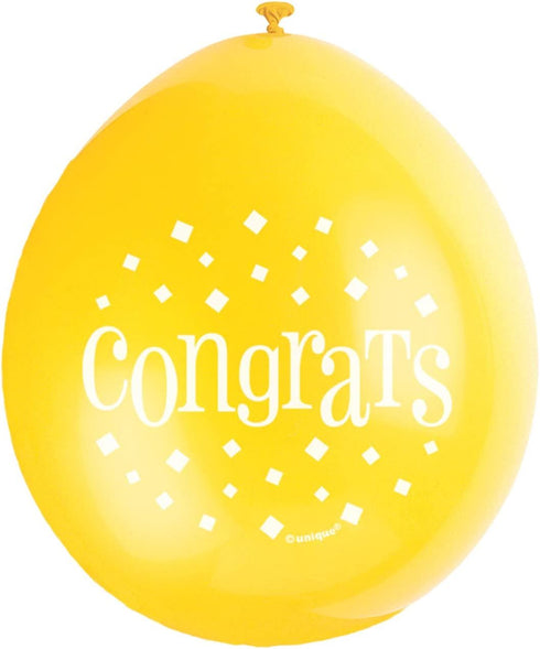 Congratulations Balloons - Multicolour Latex 10 Pack | UNI56061