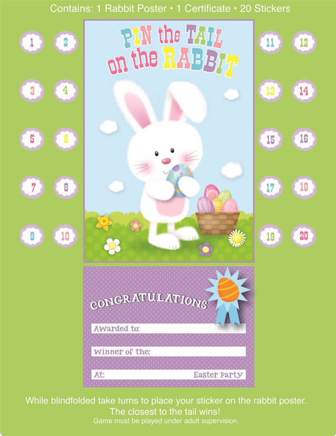 PIN THE TAIL ON THE RABBIT EASTER PARTY NOVELTY GAME. EW19398
