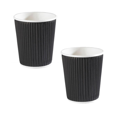Ripple Wall Cups - Black Kraft 8oz Hot Drink Cups 25 Pack