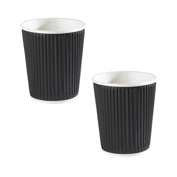 Ripple Wall Cups - Black Kraft 8oz Hot Drink Cups 25 Pack