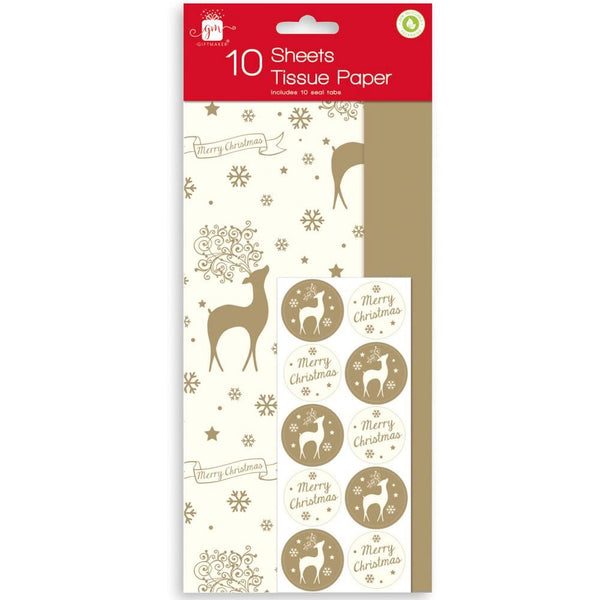 GIFTMAKER CHRISTMAS STAG TISSUE PAPER 10/PK. XALGA104