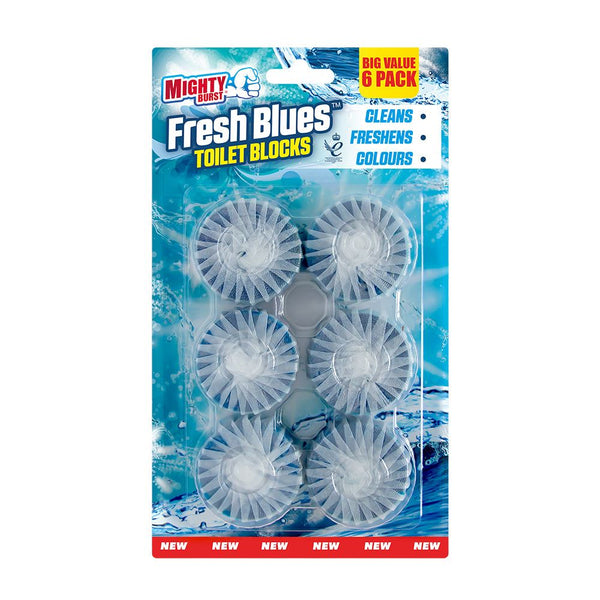 AIRPURE MIGHTY BURST FRESH BLUES TOILET BLOCKS 6/PK. FBTB724