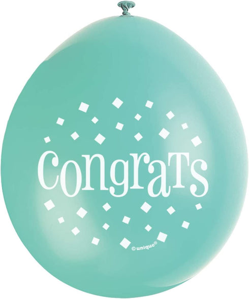 Congratulations Balloons - Multicolour Latex 10 Pack | UNI56061