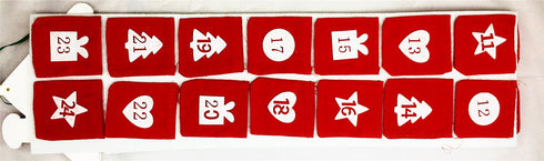 EXTRA LONG CUTE HOUSE RED WHITE FELT ADVENT CALENDAR WITH NUMBERED POCKET CHRISTMAS XMAS DECORATION. XM1944