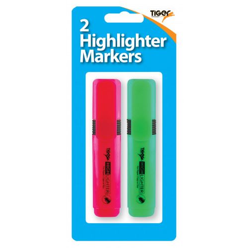 Highlighter Marker Pack - TIGER HIGHLIGHTER MARKERS 2/PK T301503