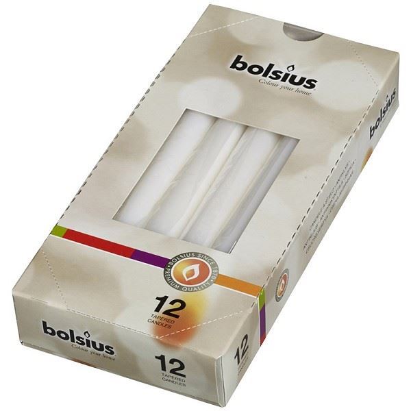 BOLUSIS WRAPPED WHITE TAPERED CANDLE 12/PK. 103600356802