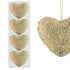 4 FROSTY HEARTS CHRISTMAS BAUBLES 11CM - CHAMPAGNE GOLD. DP55430