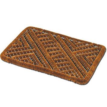 Coir Door Mat - JVL Boston Natural Coir Steel Scraper 39x59cm