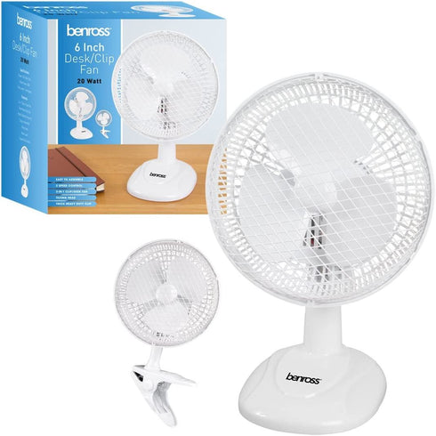 BENROSS 2 IN 1 DESK / CLIP FAN 6" / 15CM 20W. BML41240