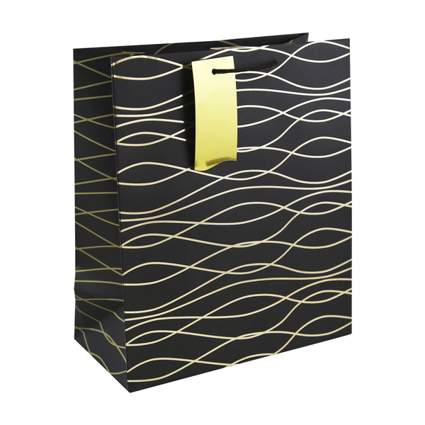 EUROWRAP BLACK GEOMETRIC LARGE GIFT BAG APX 27 X 33 X 14 CM. 35477-2C