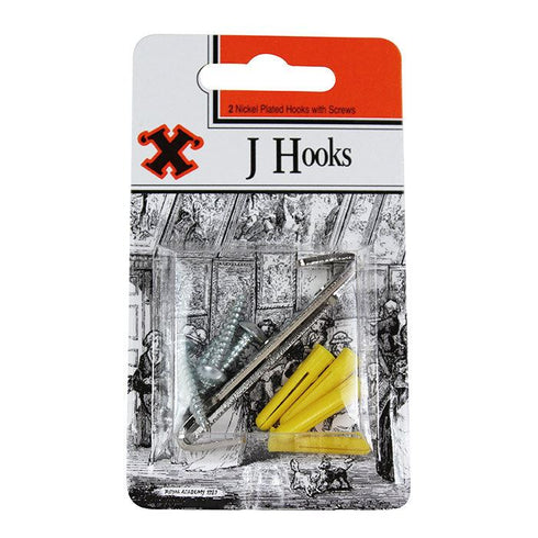 Nickel Plated J Hooks with Screws - SHAW X 2-Pack FS12865
