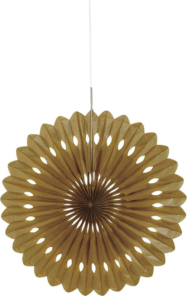Gold Tissue Paper Fan Decoration 40cm - Elegant Party Decor