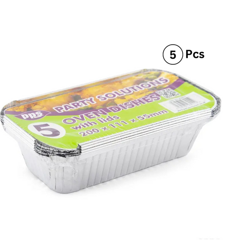 Large Foil Oven Dishes & Lids 5 Pack - PPS93011