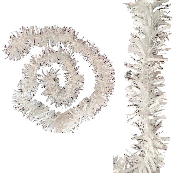 MISTER TINSEL CHRISTMAS DECORATTION VALUE WHITE TINSEL 2M X 100MM. MT/100B/55