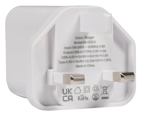 USB Charging Adapter - MERCURY 20W with USB A & C Ports 421.769UK