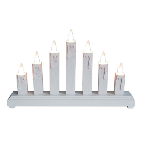 BATTERY OPERATED WHITE WOODEN BRIDGE LIGHT 7 LED. BML81210