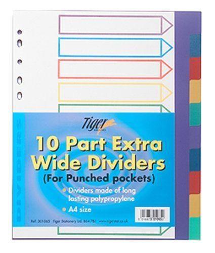 Extra Wide Dividers - TIGER 10 Subject Plastic Divider T301065