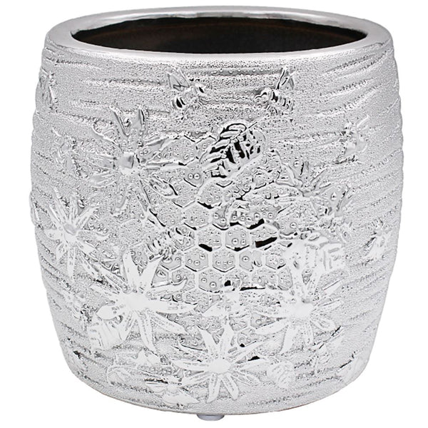 Silver Bee Plant Pot - Elegant Medium LP47349 Garden Decor