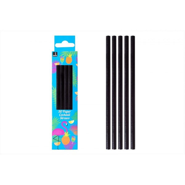 BELLO PAPER COCKTAIL DRINKING STRAWS BLACK 30/PK. AM1199