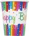 Rainbow Birthday Cups - 9oz Party Cups 8/Pack | UNI49566