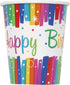 Rainbow Birthday Cups - 9oz Party Cups 8/Pack | UNI49566