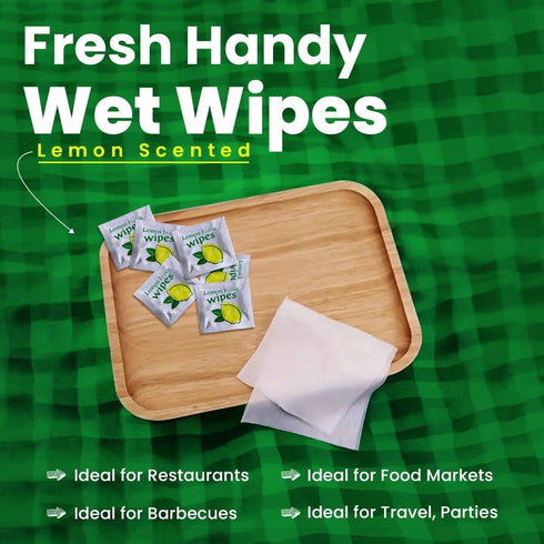 1000 PACK LEMON FRESH HANDY WET HAND WIPES. 10198.01