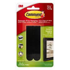 COMMAND PICTURE HANGING STRIPS LARGE BLACK 4 X 2 STRIP IN PACK. 4341-BL 17206BLK