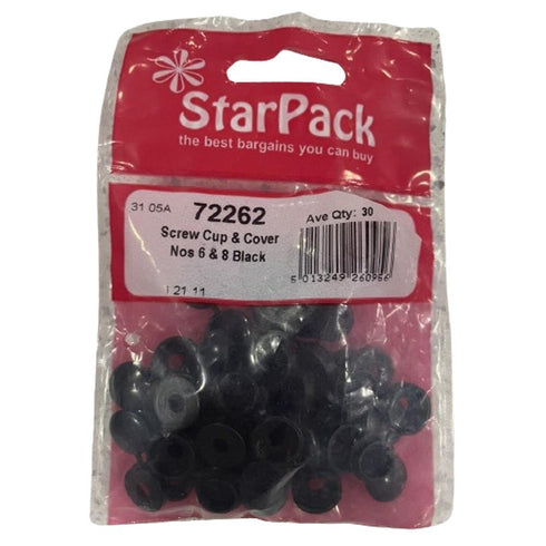 Screw Cup Covers - Black 40 Pack for Sizes 6 & 8 | 72262