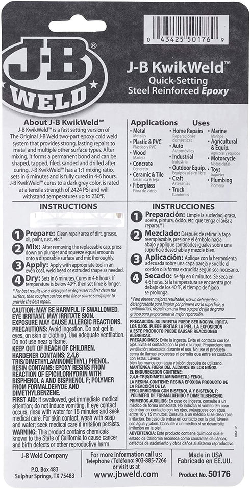 KwikWeld Steel Epoxy - JB Weld 6 Minute Formula 25ml 50176UK