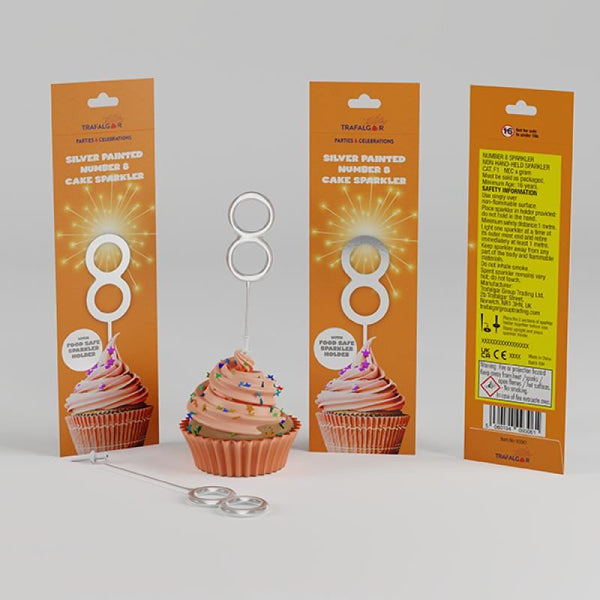 Cake Sparkler Number 8 - Trafalgar Silver Painted CR-93061