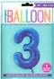 Blue Number 3 Balloon - Perfect for 3rd Birthday Celebrations