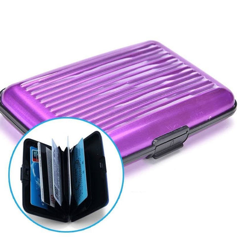 Aluminium Card Holder - Secure 6 Slot Case in Assorted Colours | JL1649