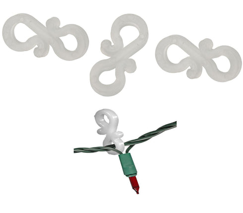 25 WHITE S SHAPE MINI GUTTER LIGHT HOOKS CLIP. 20676 FF0125CLR