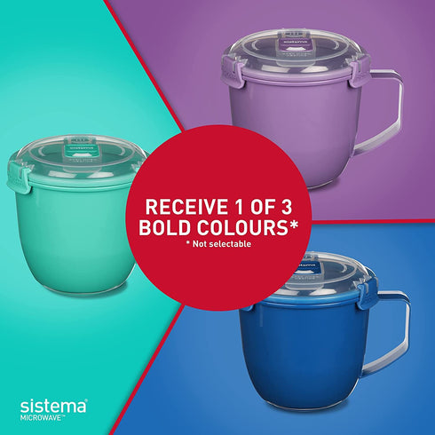 SISTEMA MICROWAVE SOUP MUG PLASTIC 900 ML - ASSORTED COLOUR. SIS21141