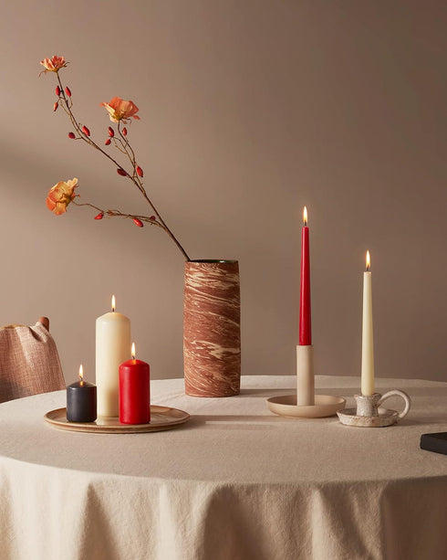 PACK OF 10 CREAM PILLAR CANDLES 40 X 90 MM. PS17912