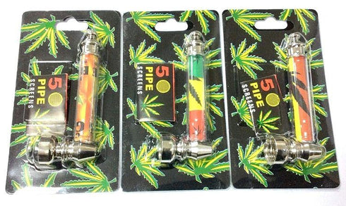 Metal Pipe Tobacco - Pocket Smoking Pipe with 5 Screens HX251A