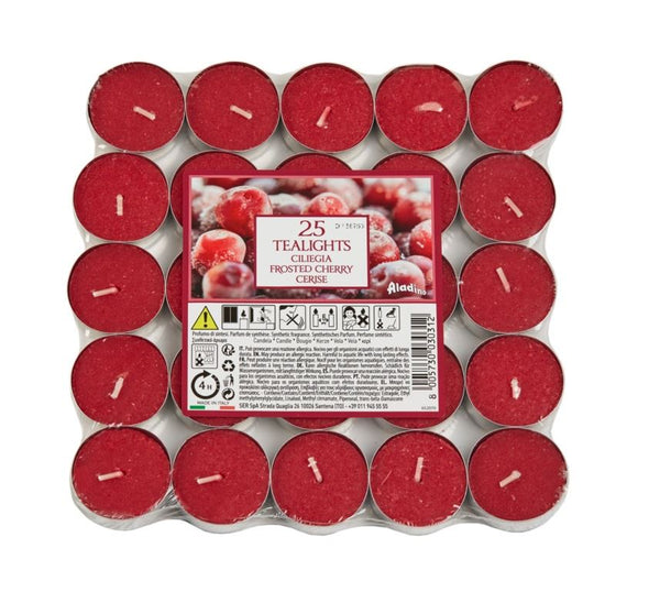 ALADINO CHERRY TEALIGHT CANDLE 4HRS 25/PK. ALT251704