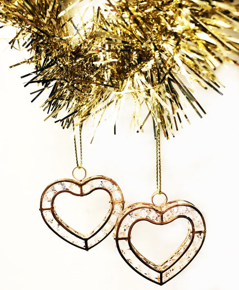 SET OF 2 HANGING GOLD DIMANOND HERTS 5 CM APPX. XMG0434