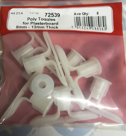 Plasterboard Wall Anchors - STAR PACK 8 Poly Toggles 72539