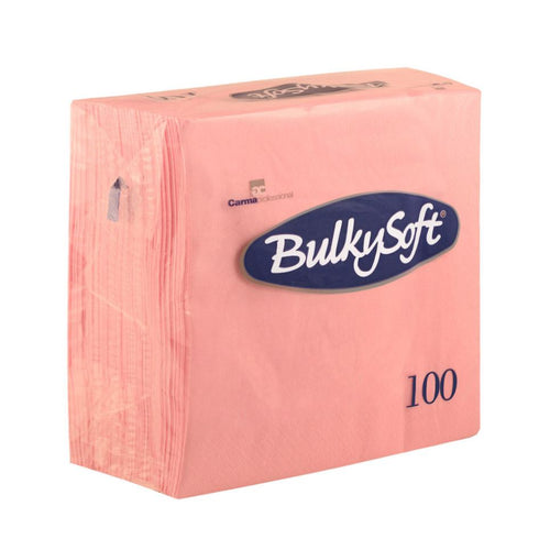 BULKY SOFT 2PLY 4 FOLD NAPKINS 33CM X 33CM 100/PK - PINK. 32370