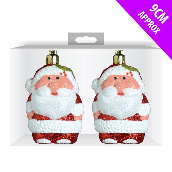 CHRISTMAS GLITTER SANTA BAUBLES 2/PK. DP55075