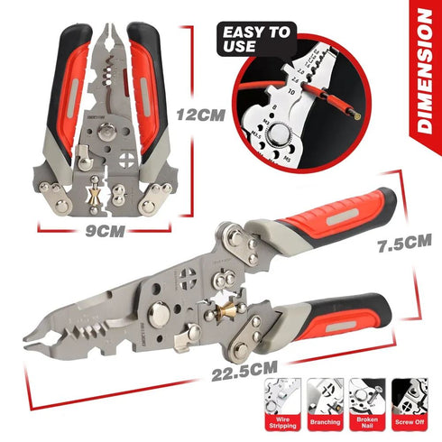 DEKTON MULTI FUNCTIONAL WIRE STRIPPING PLIERS 8". DT20150