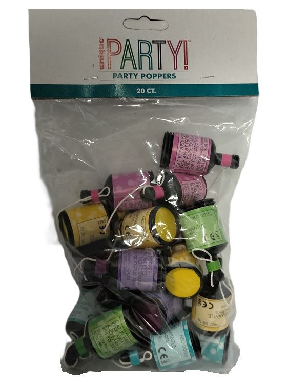 Party Poppers Bulk - UNIQUE PARTY POPPERS 20/PK UNI81100