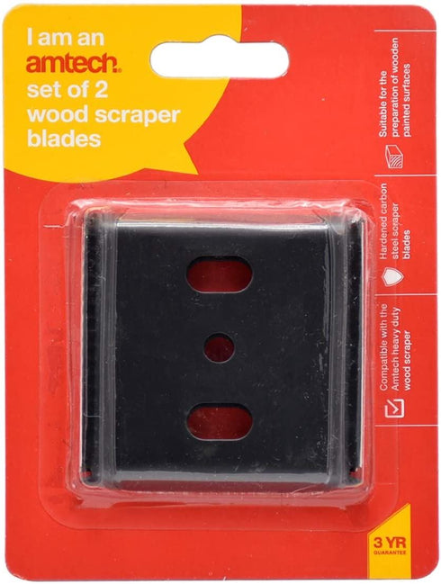 Wood Scraper Blades - AMTECH 4-Way Set G4518, 2 Pack