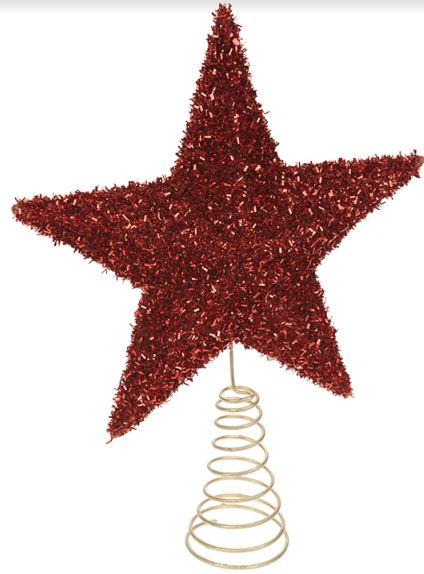 CHRISTMAS TREE TOPPER STAR DESIGN WITH FLECK FINISH RED. 512000R
